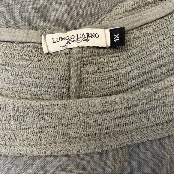 LUNGO L’ARNO Linen Olive Green Shift Plus Size Dress Size 1X - Picture 8 of 8